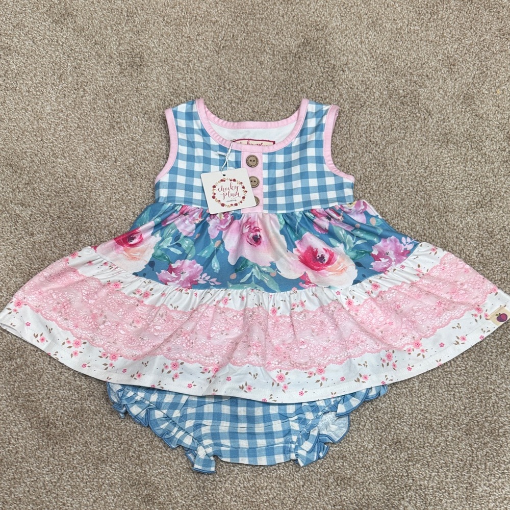 Cheeky Plum Blue and Pink Floral Set - Picture 3 of 3